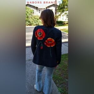 Floral Embroidered Black Jacket